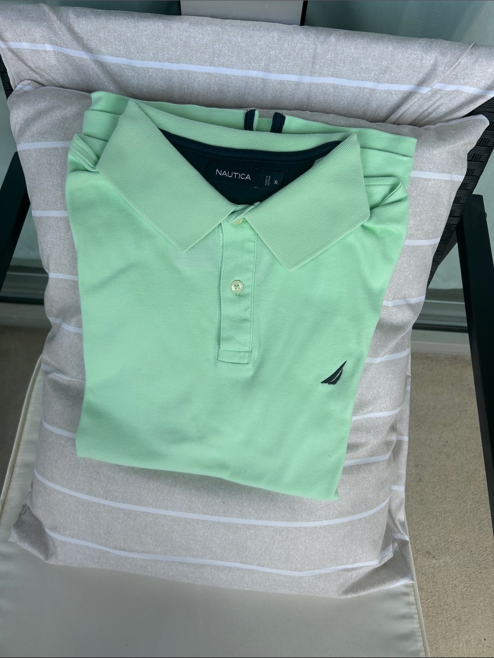 Nautica Light Mint Green Polo with Embroidered Sail Logo
